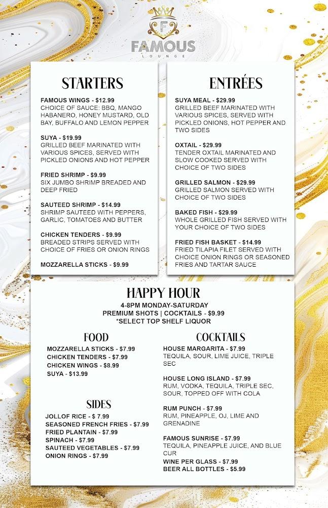 Famous Lounge Restaurant & Bar Menu image 1