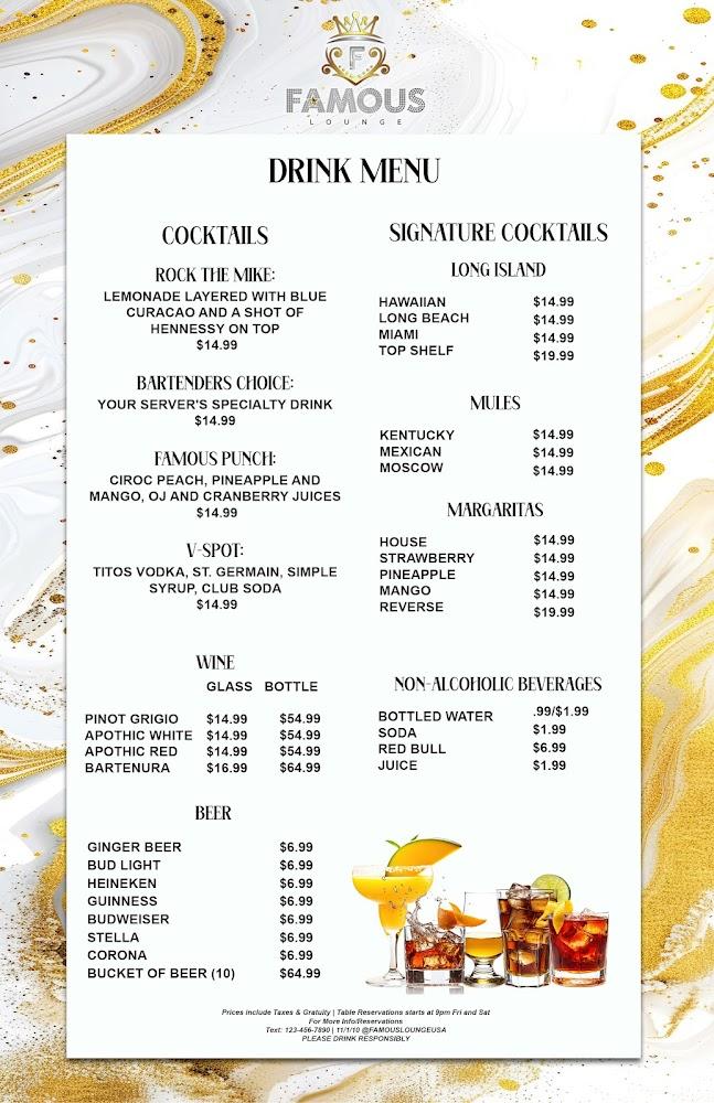 Famous Lounge Restaurant & Bar Menu image 2